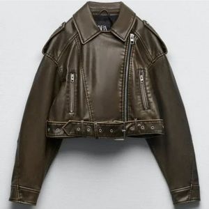 Zara Cropped Faux Leather Jacket